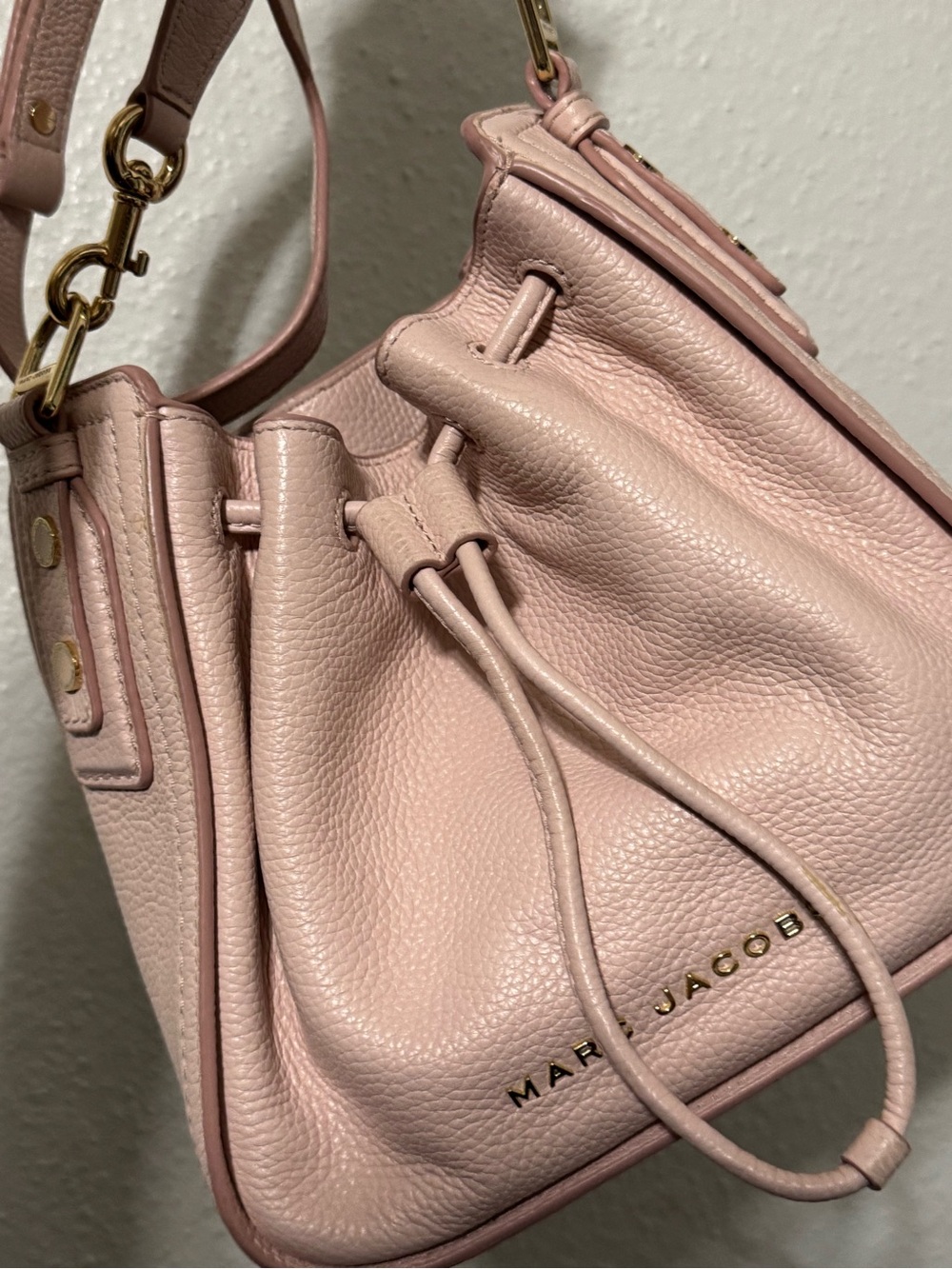 Marc Jacobs Small Pink Drawstring Leather Bag